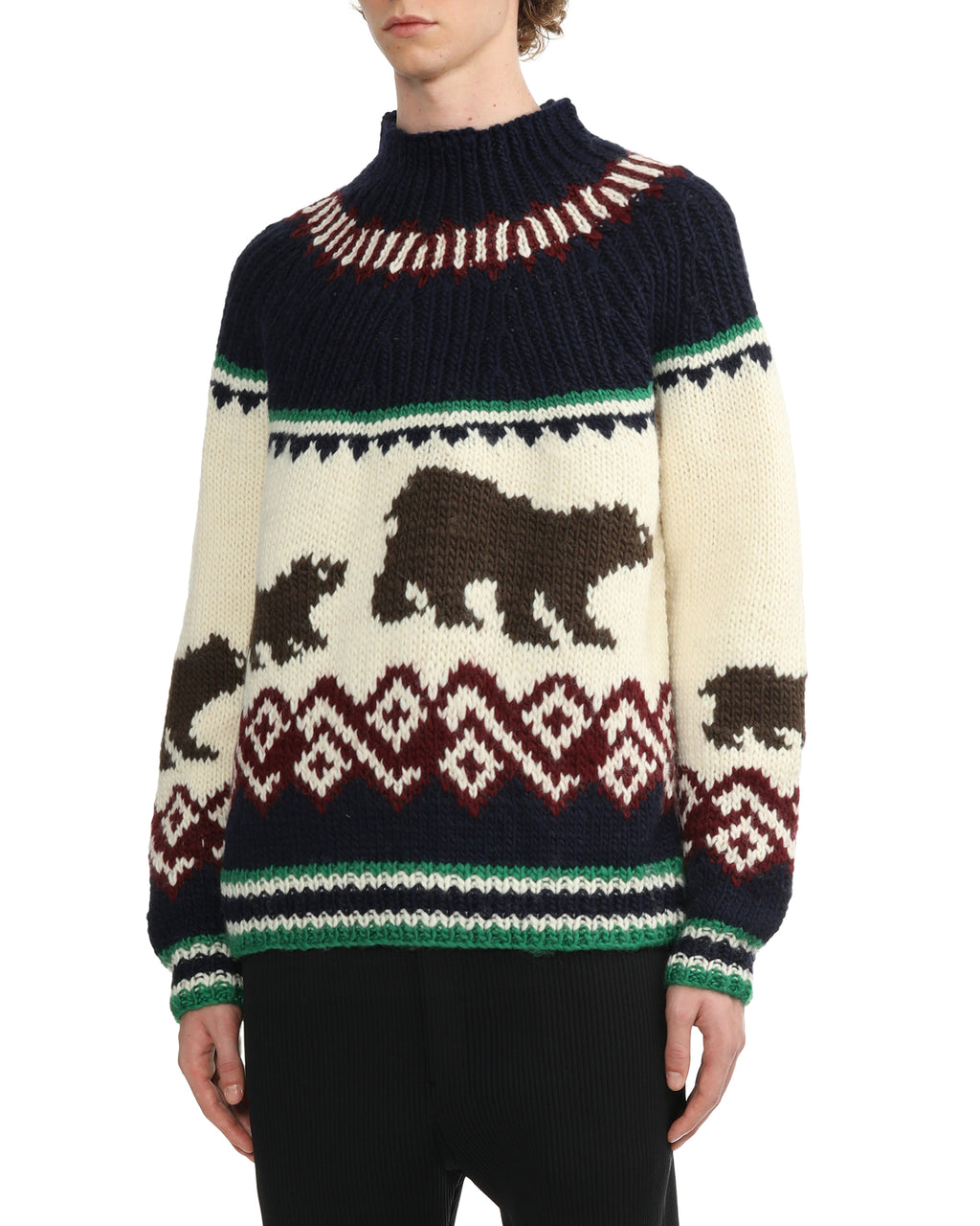 Graphic mock neck knit