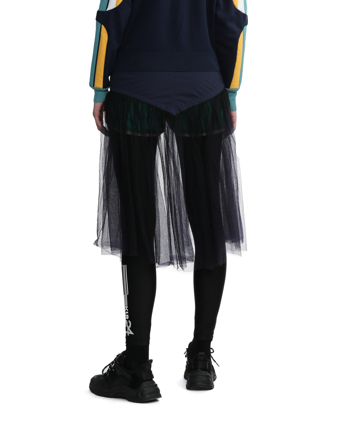 Sheer-panelled skirt with leggings