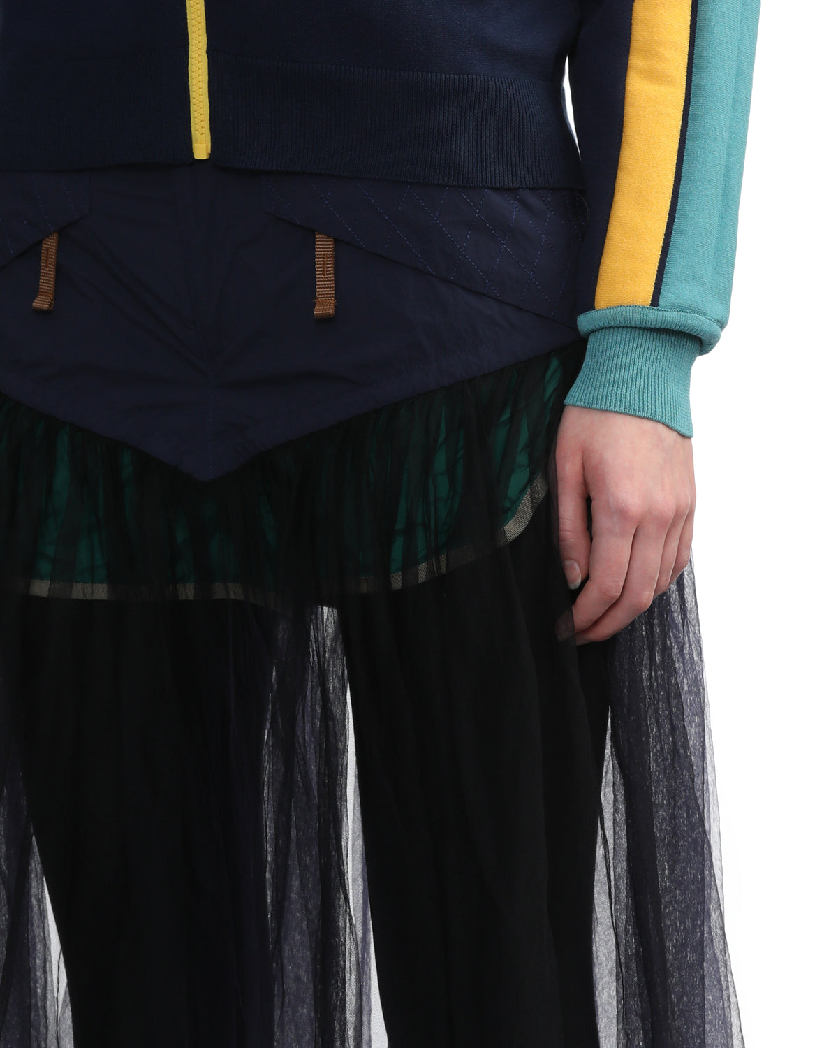 Sheer-panelled skirt with leggings