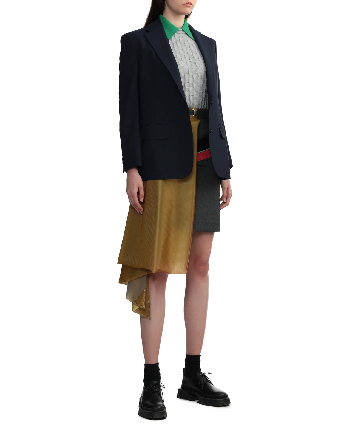 Panelled belted skirt