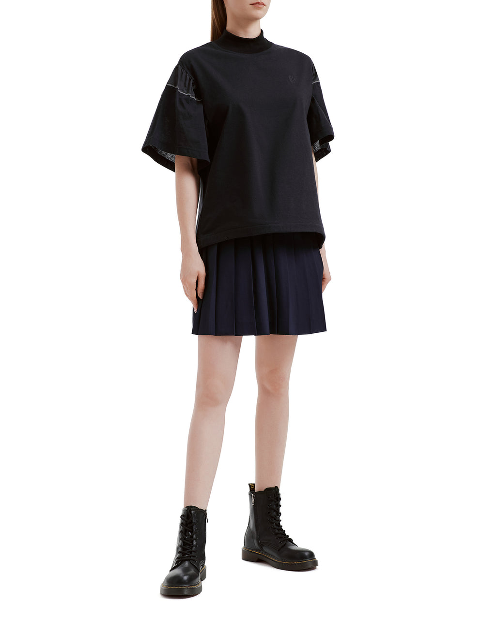 Mock neck short sleeve top