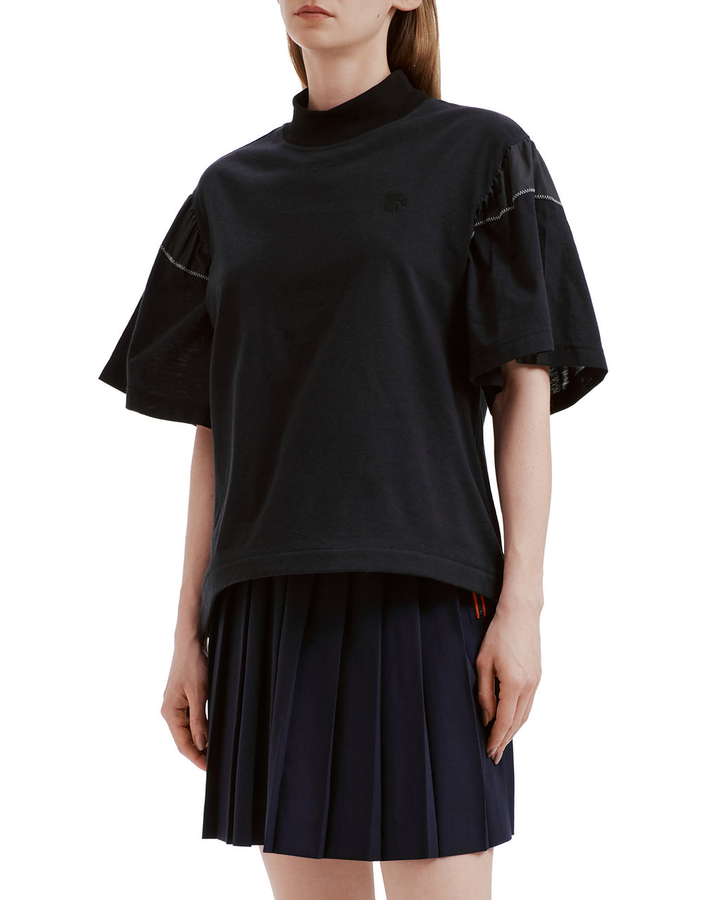 Mock neck short sleeve top