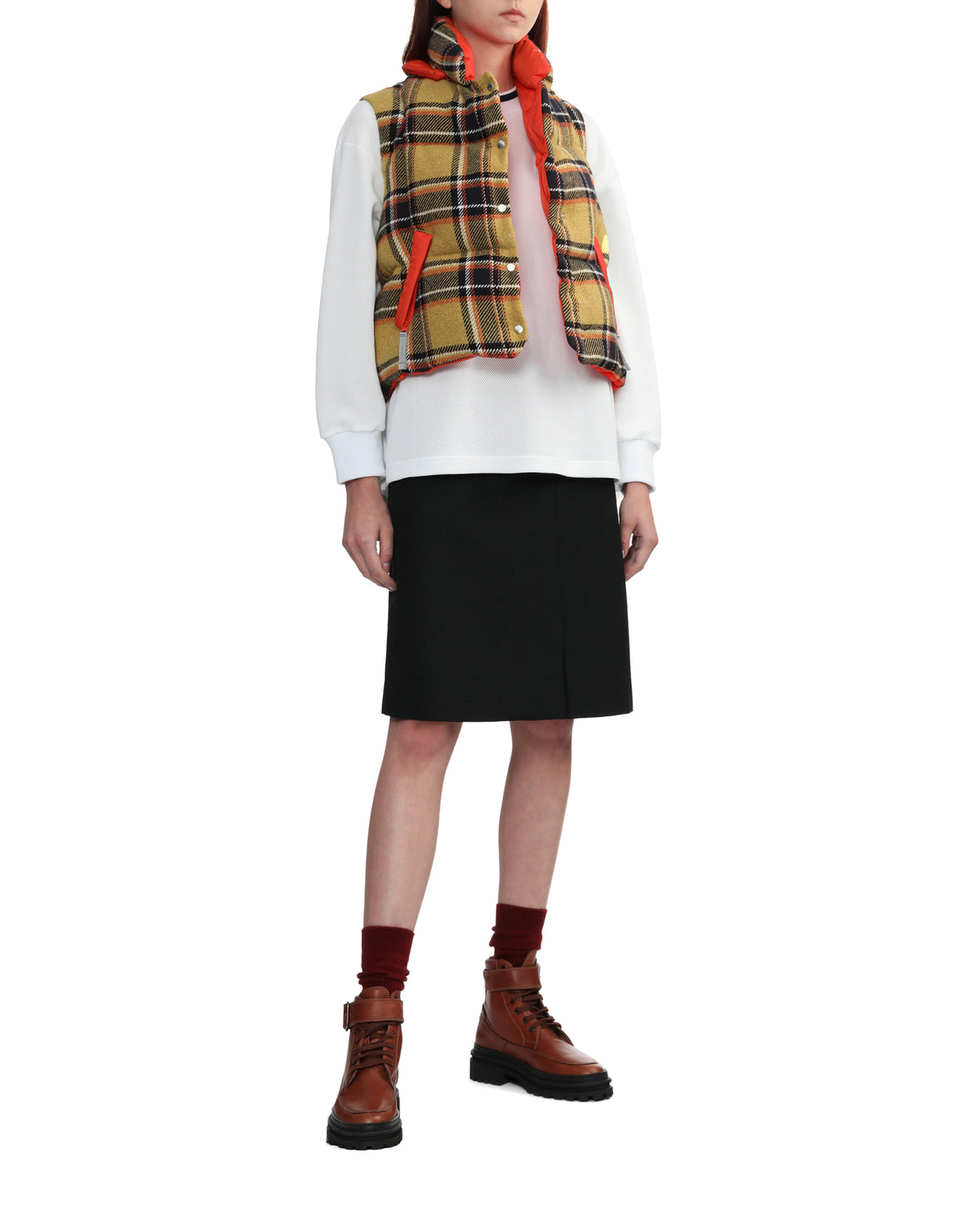 Cropped plaid gilet