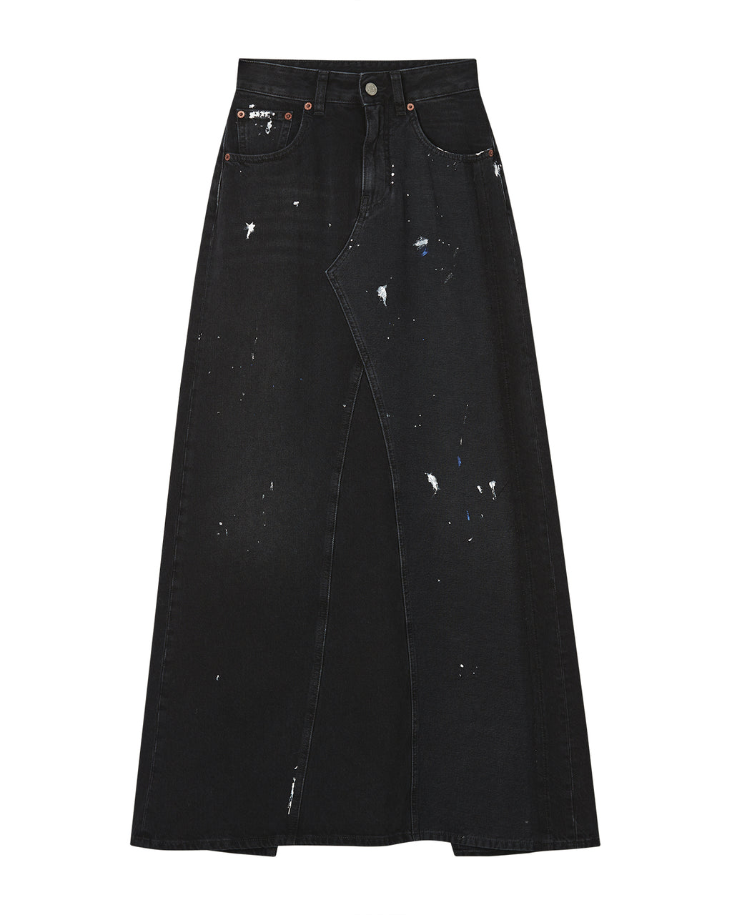 Painted denim skirt