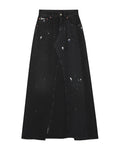 Painted denim skirt