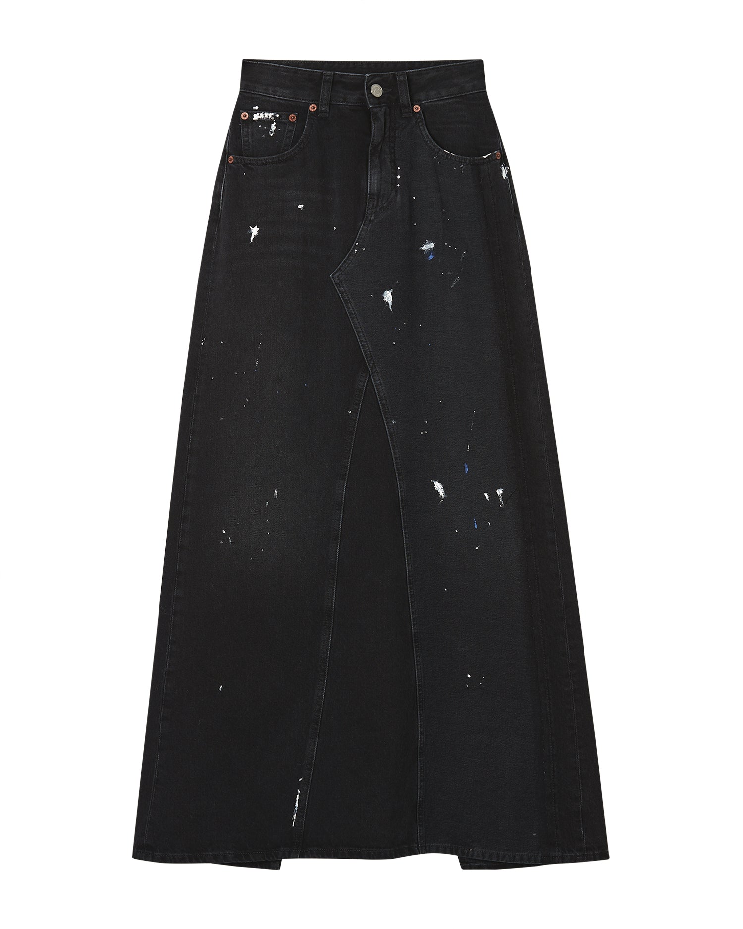 Painted denim skirt