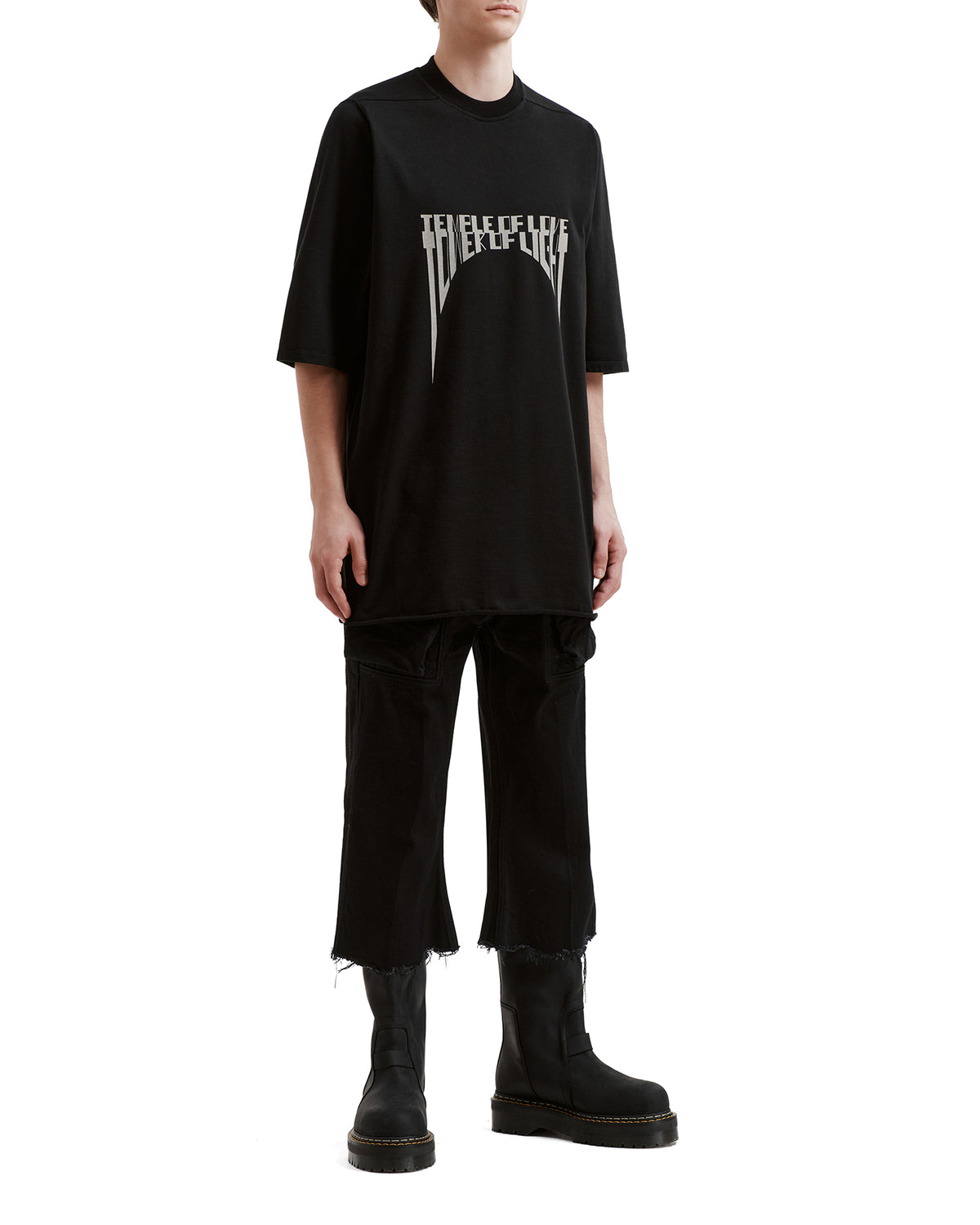 Ribbed collar graphic T-shirt