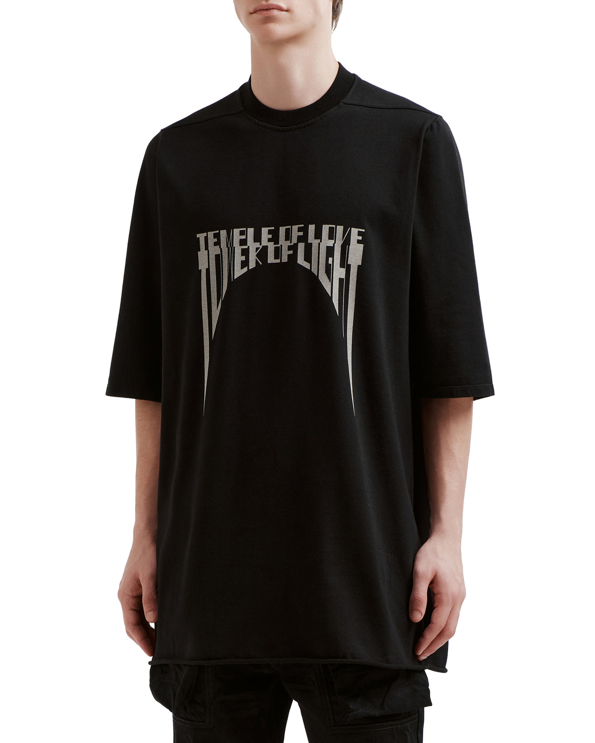 Ribbed collar graphic T-shirt