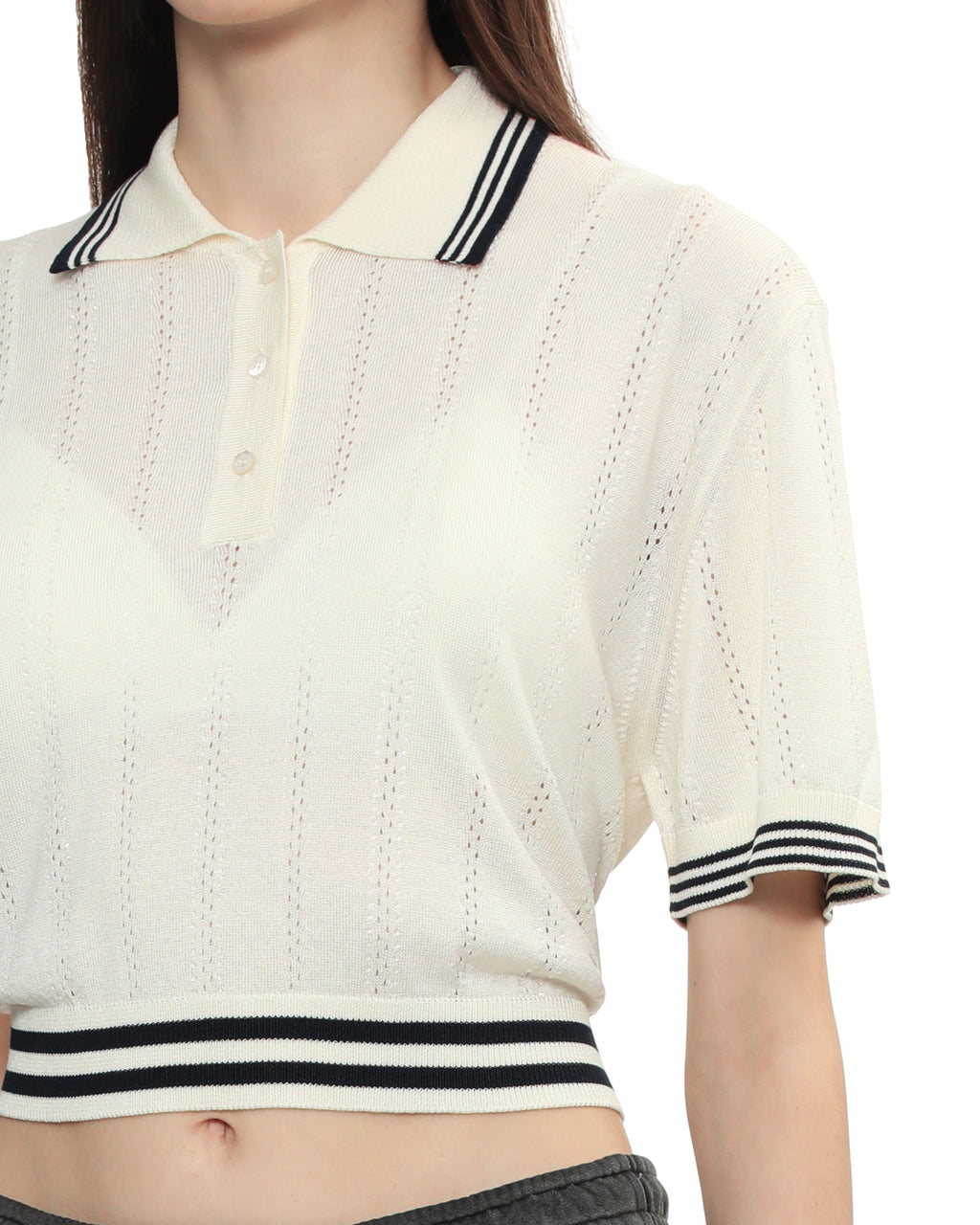 Crop polo shirt