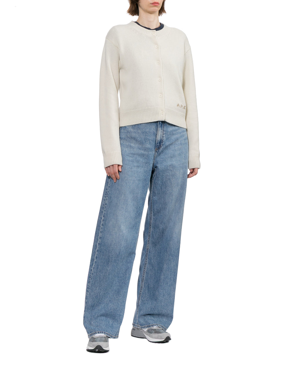 Short wool cardigan