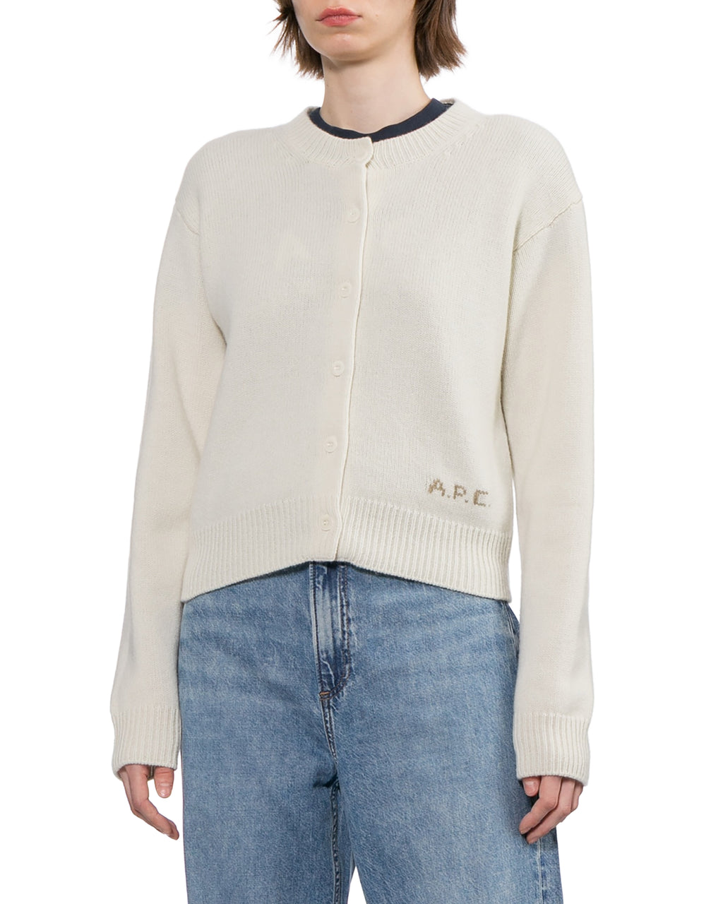 Short wool cardigan