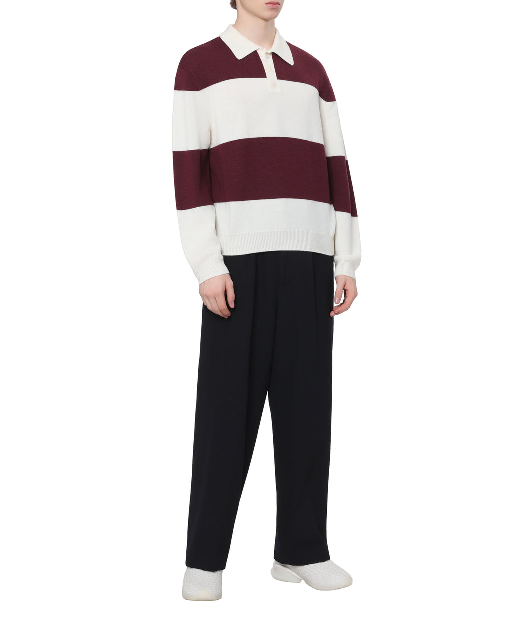 Striped polo sweater