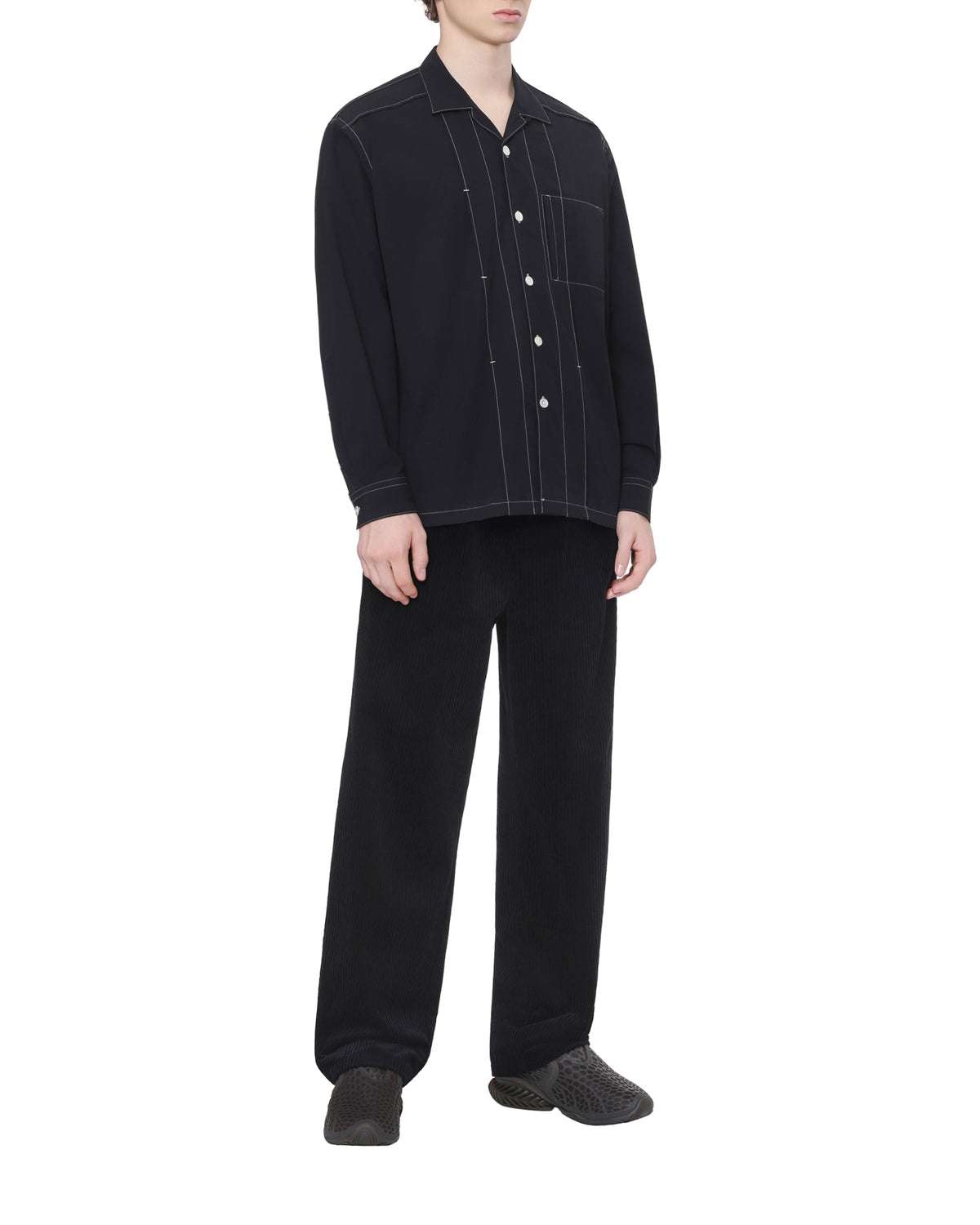 Pleated cord pants