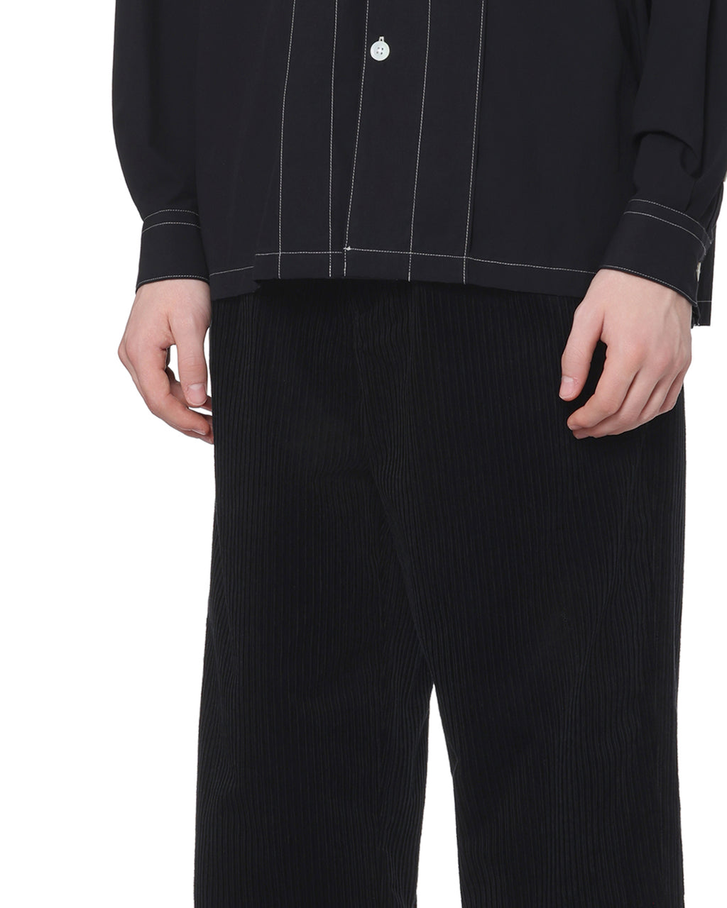Pleated cord pants