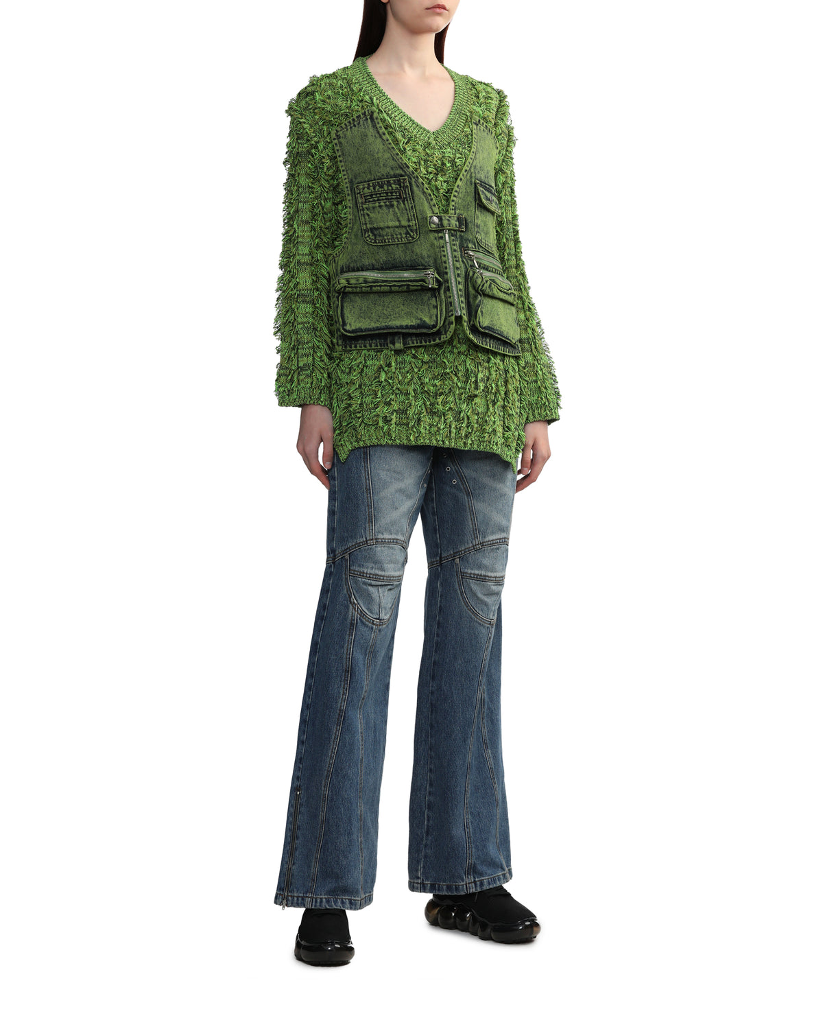 Cargo pockets knit sweater
