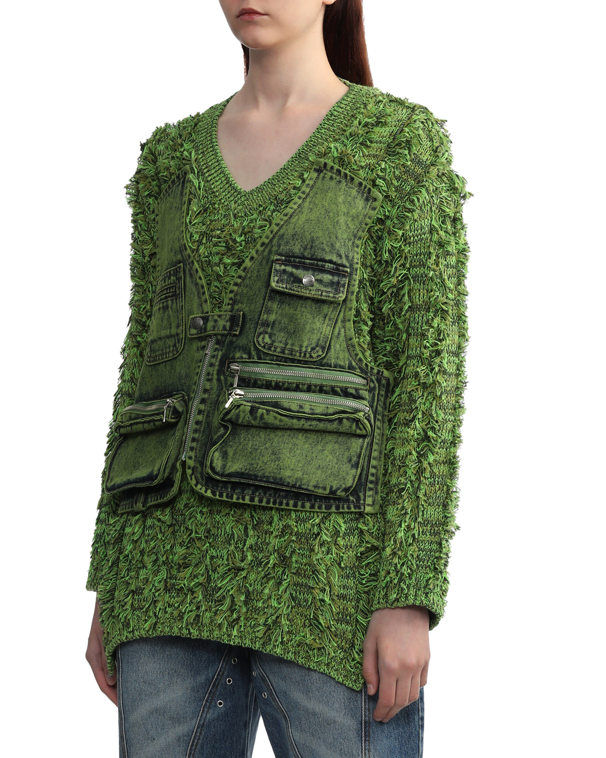 Cargo pockets knit sweater