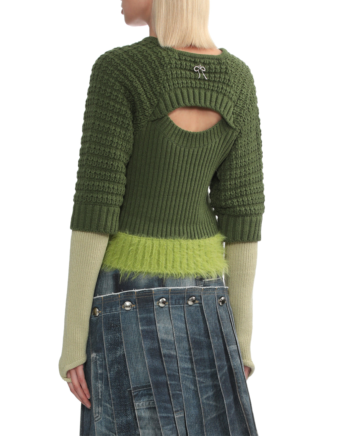 Layered square neck knit top