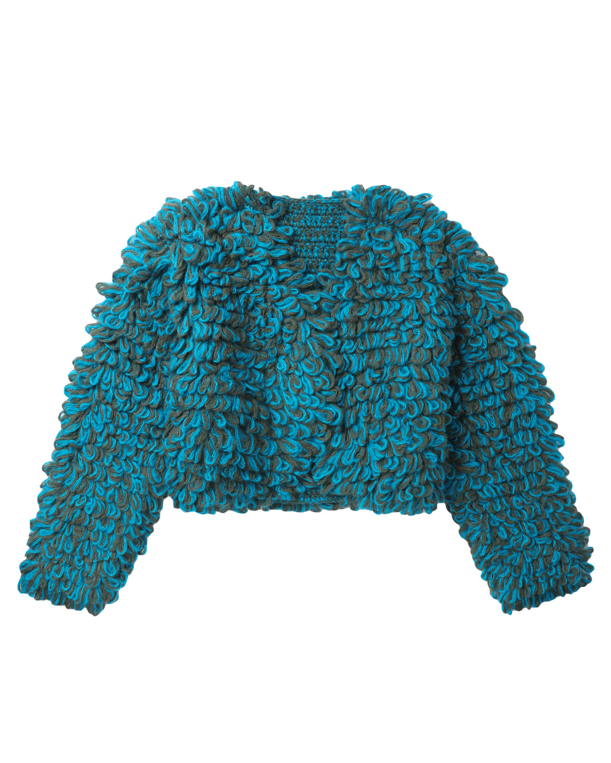 Cropped marled-knit cardigan