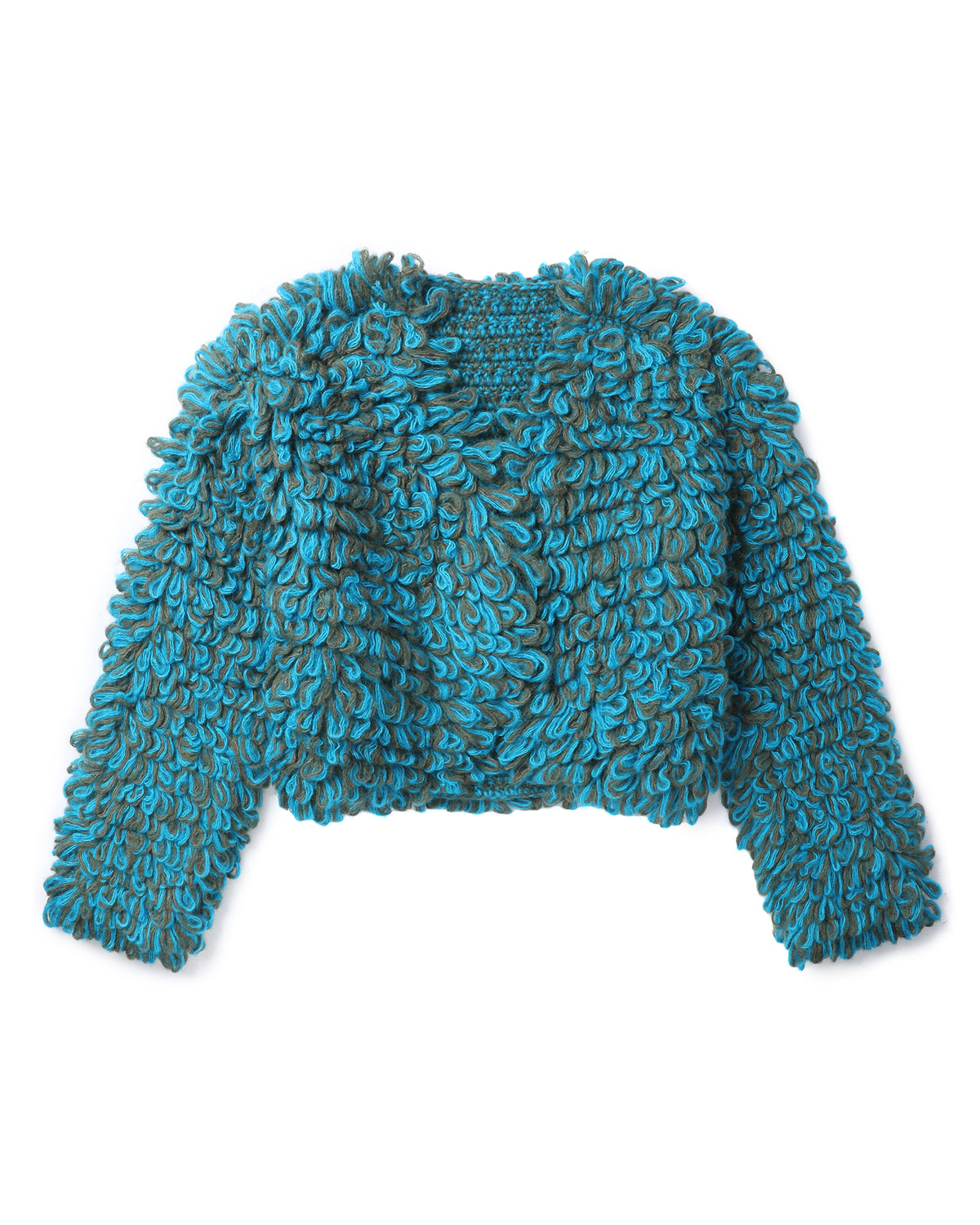 Cropped marled-knit cardigan