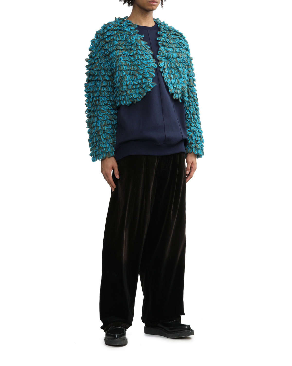 Cropped marled-knit cardigan
