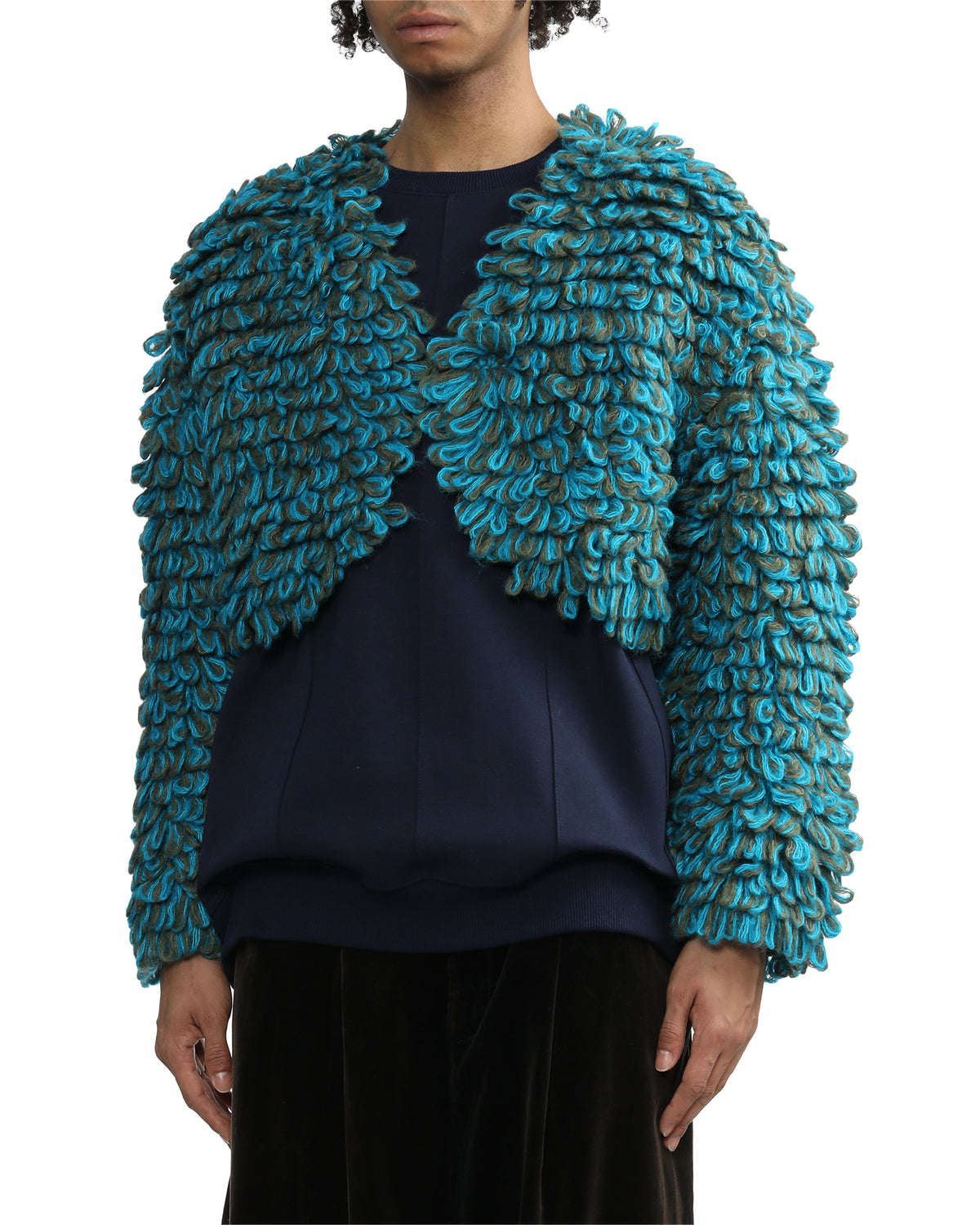 Cropped marled-knit cardigan