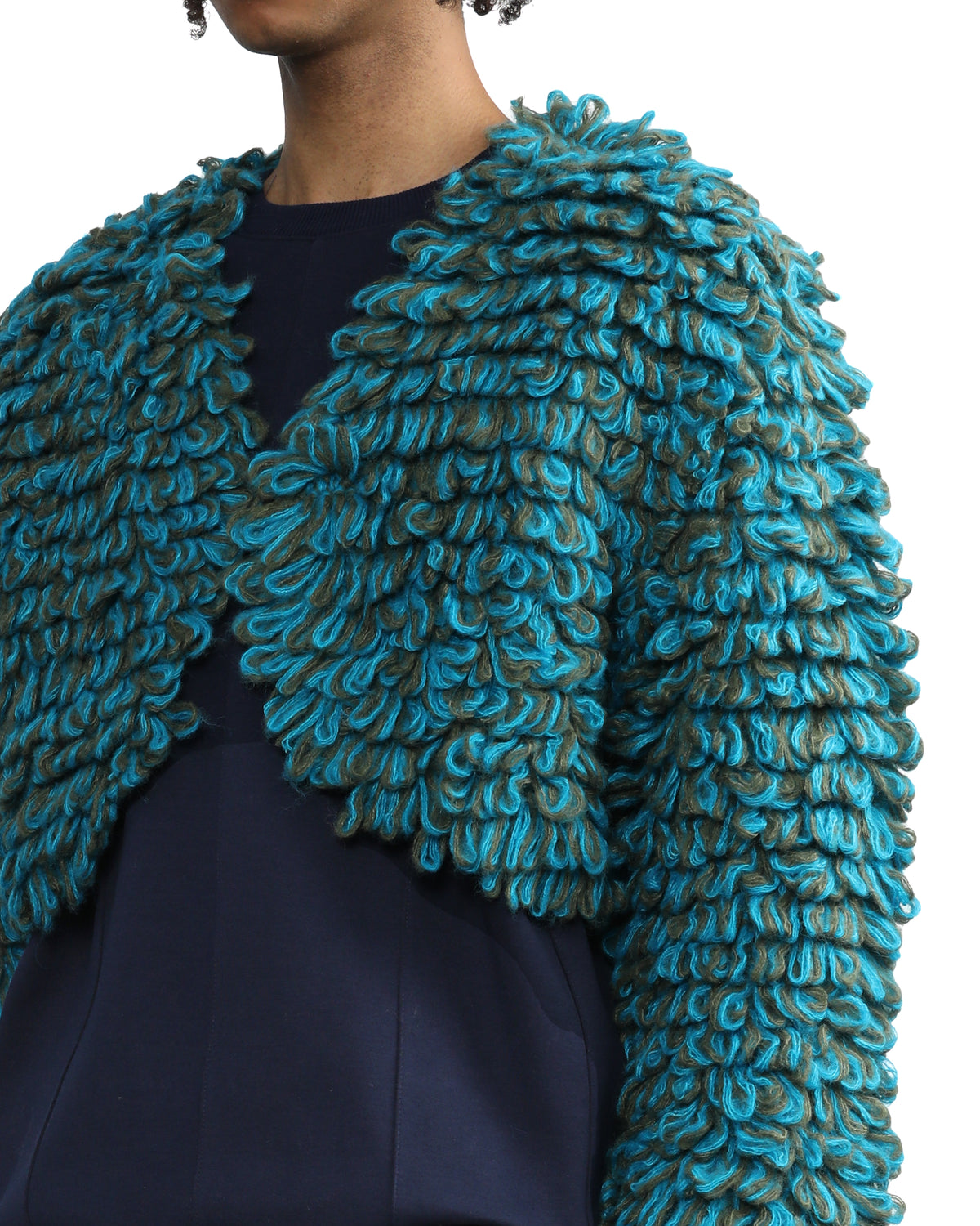Cropped marled-knit cardigan