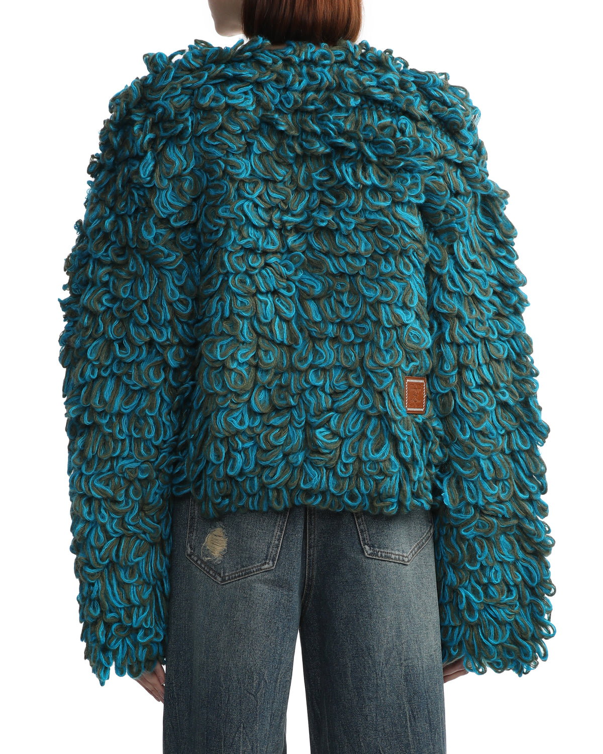 Cropped marled-knit cardigan