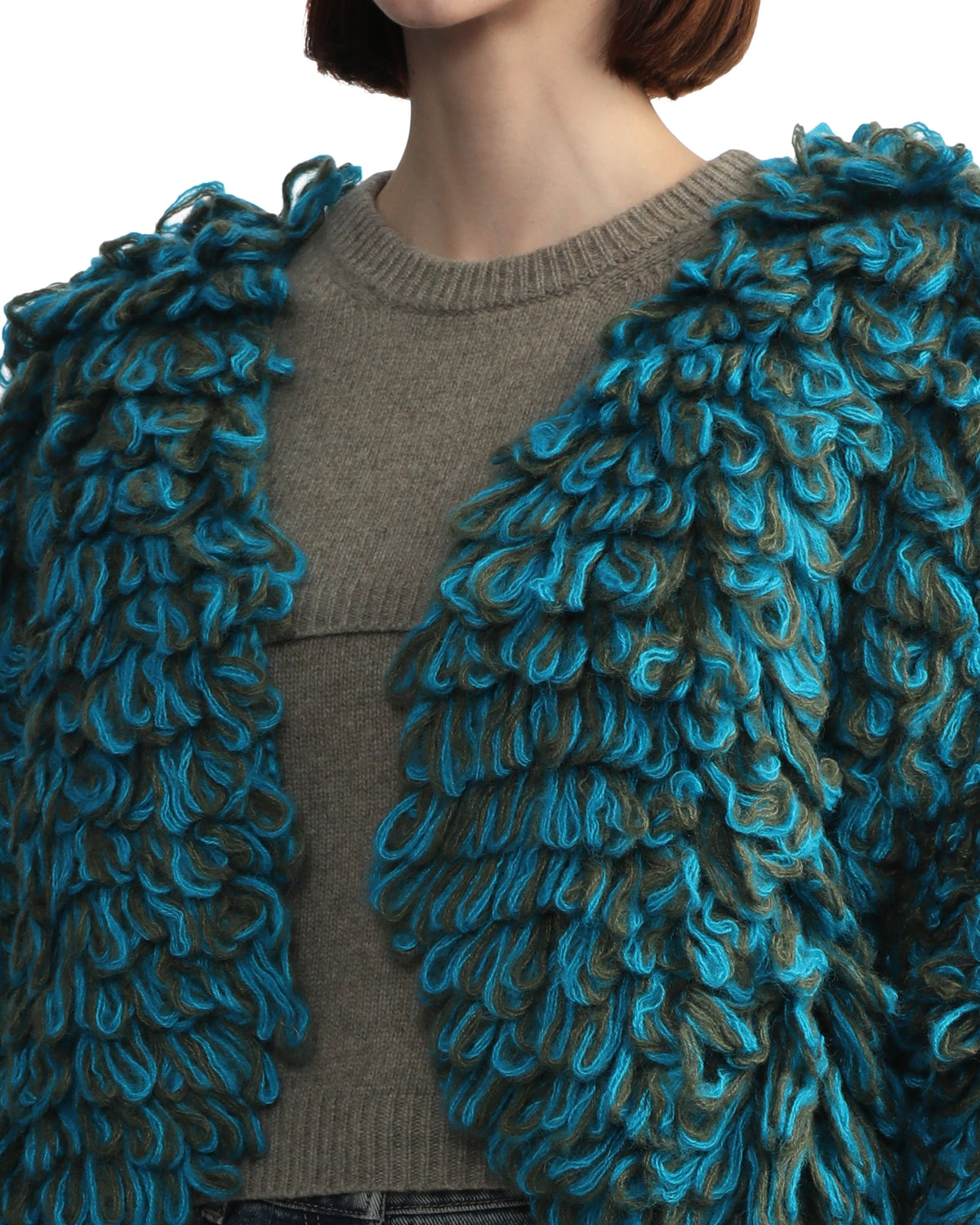 Cropped marled-knit cardigan