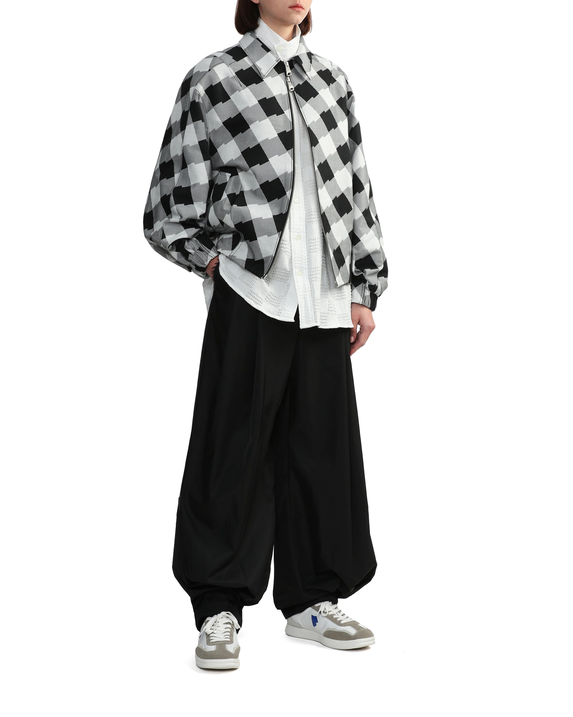Check zip-up jacket