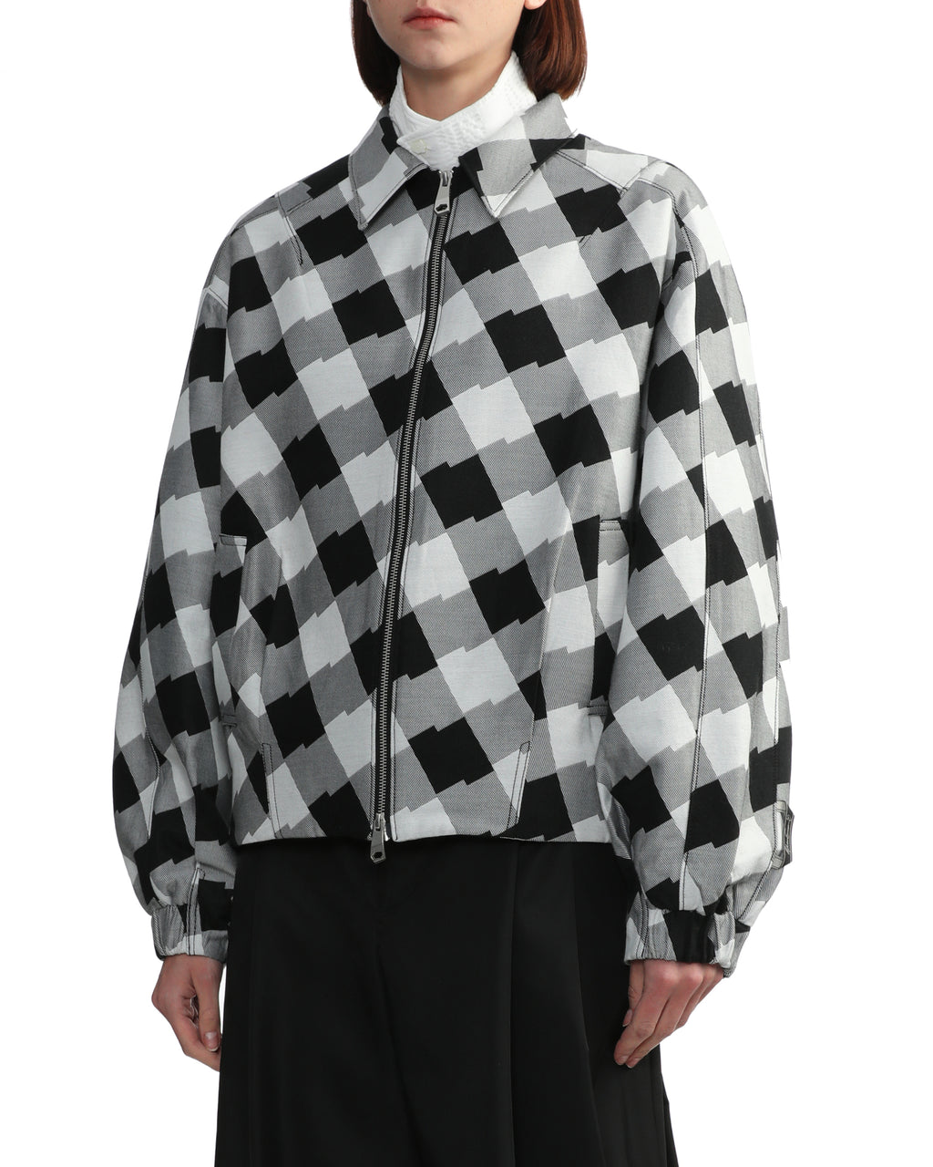 Check zip-up jacket