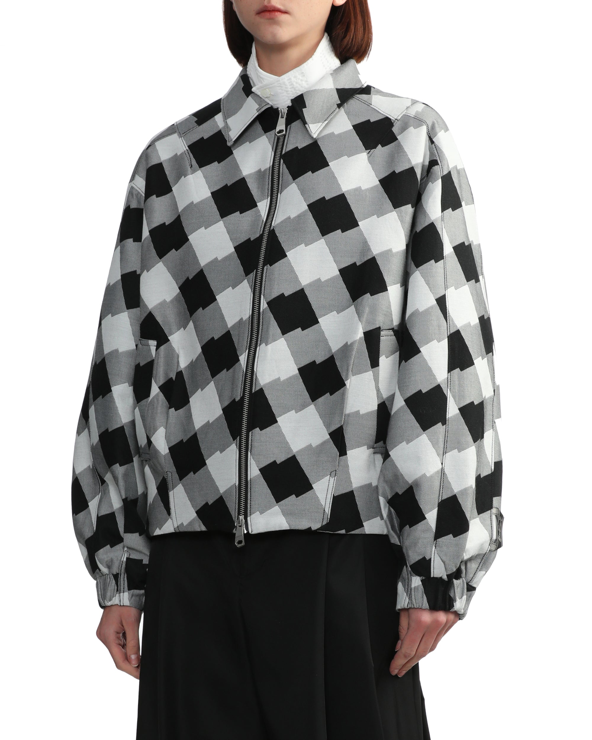 Check zip-up jacket