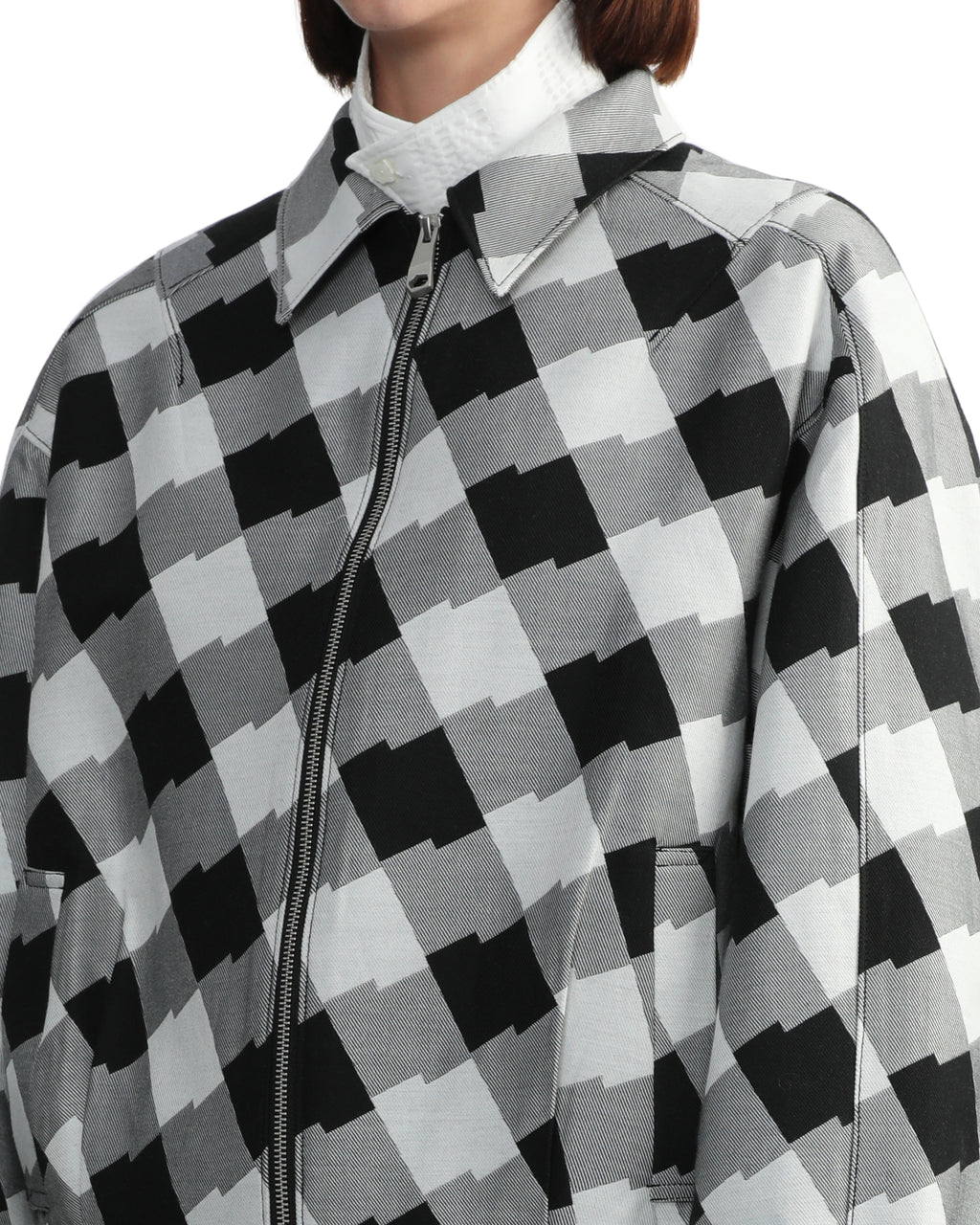 Check zip-up jacket