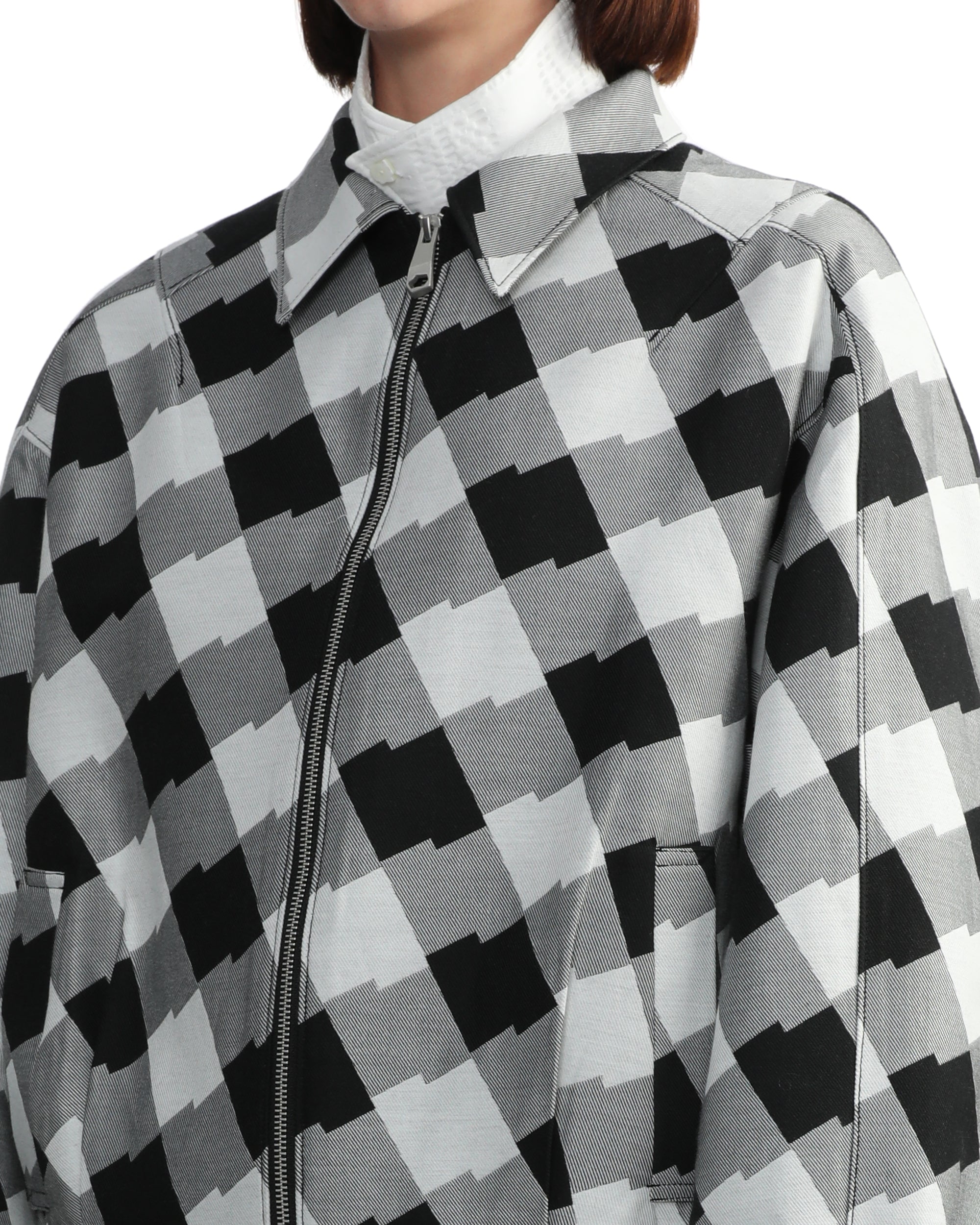 Check zip-up jacket