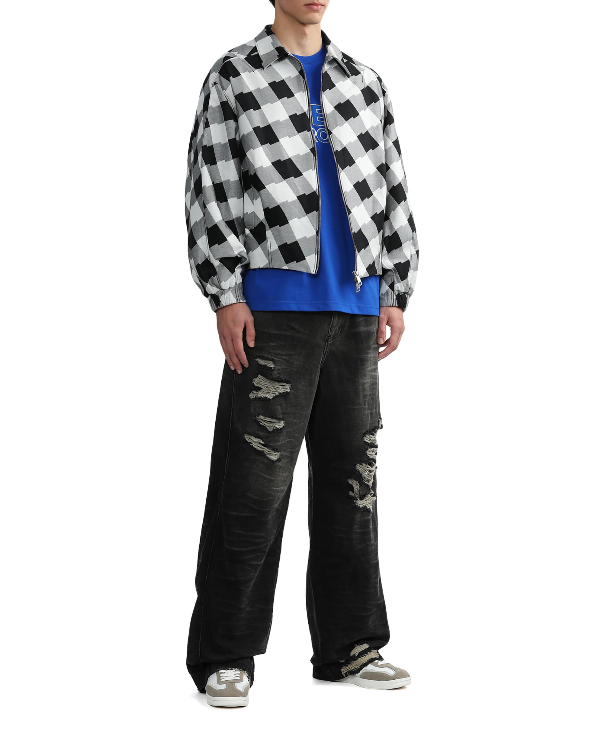 Check zip-up jacket