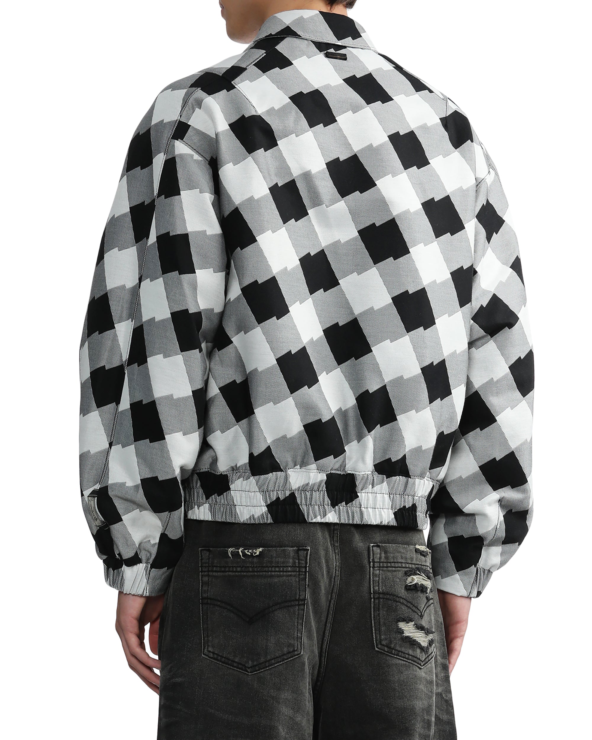 Check zip-up jacket