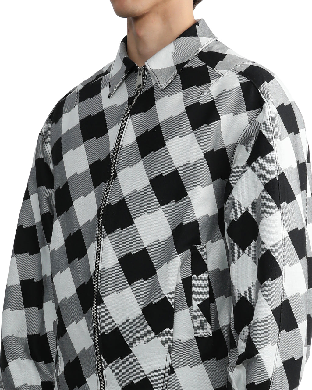 Check zip-up jacket