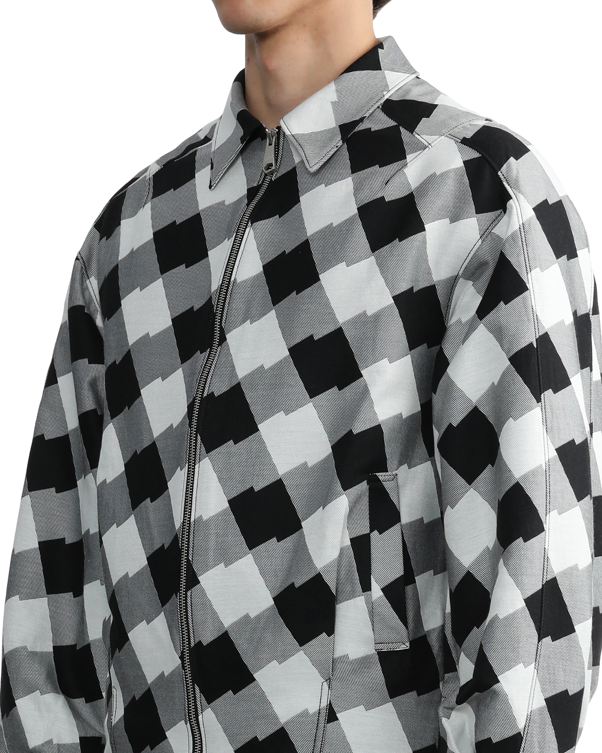 Check zip-up jacket