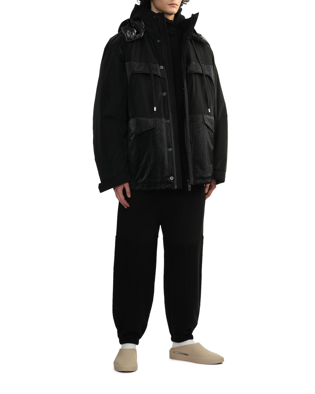 Panelled hooded jacket
