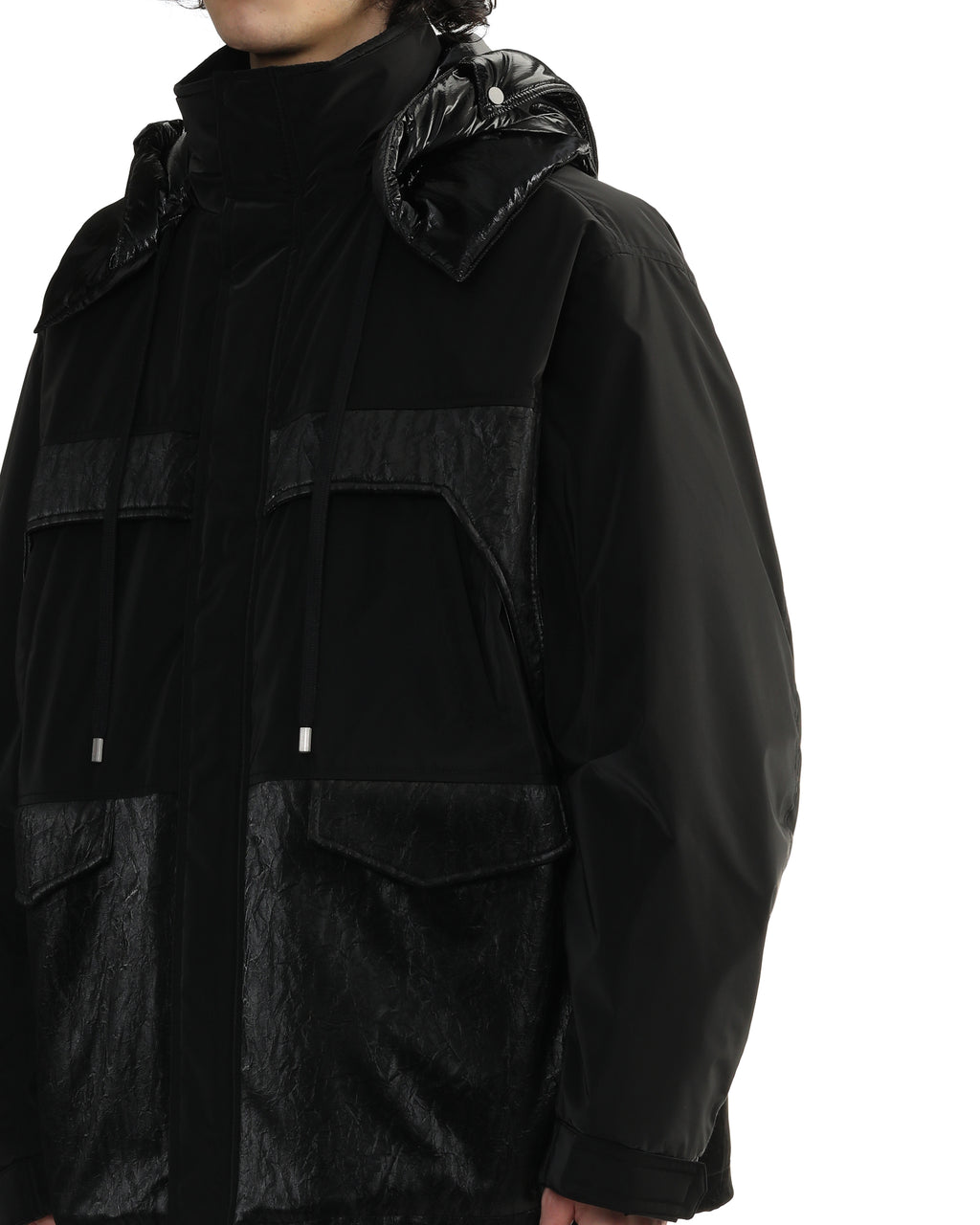 Panelled hooded jacket