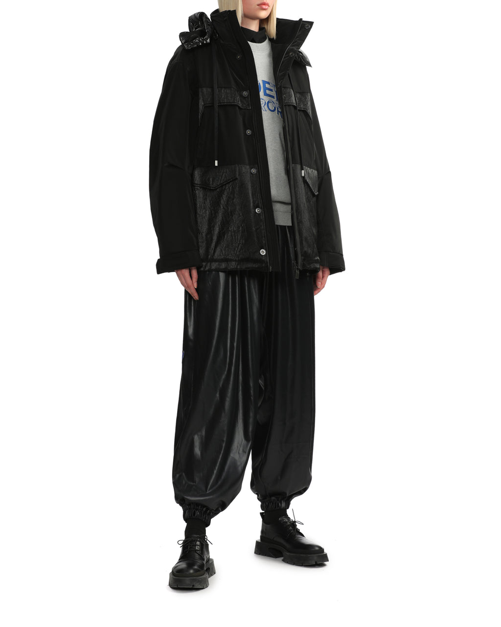 Panelled hooded jacket