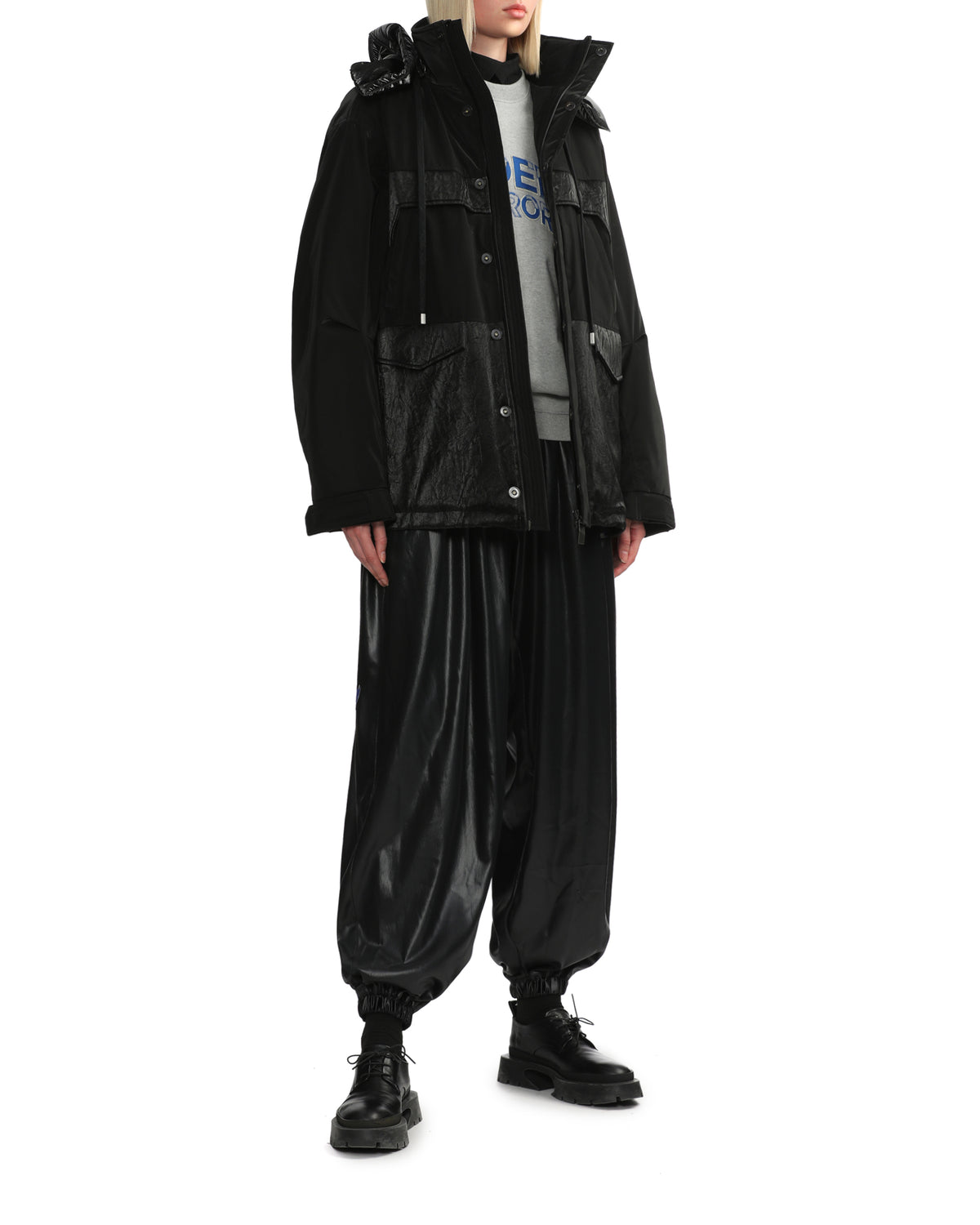 Panelled hooded jacket