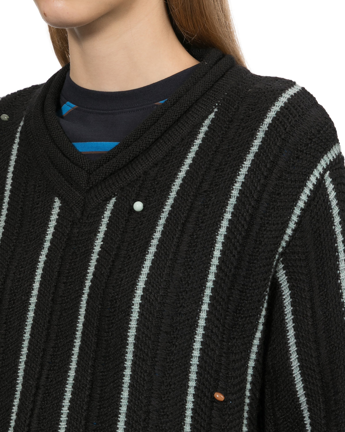 V-neck striped sweater