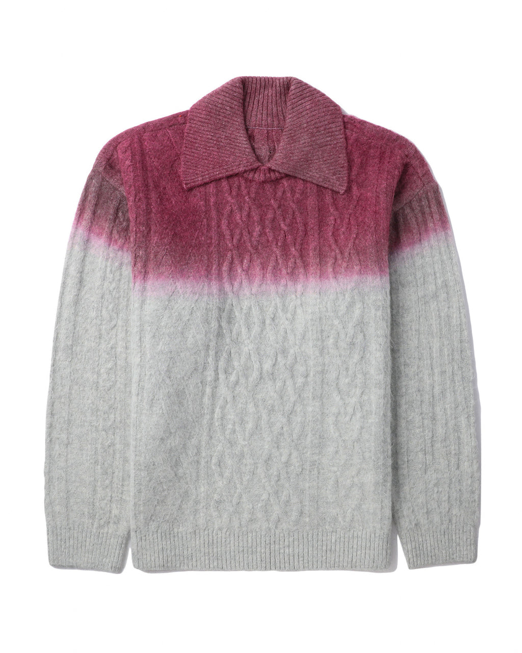 Collared gradient cable-knit sweater