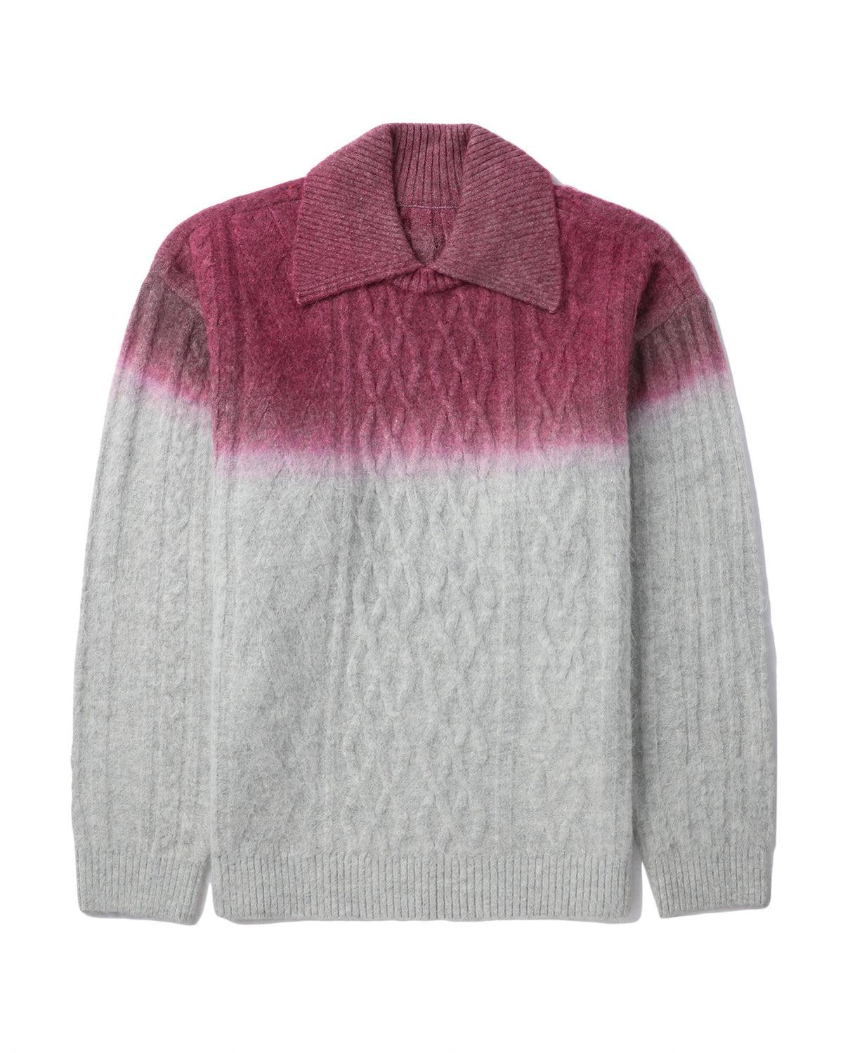 Collared gradient cable-knit sweater