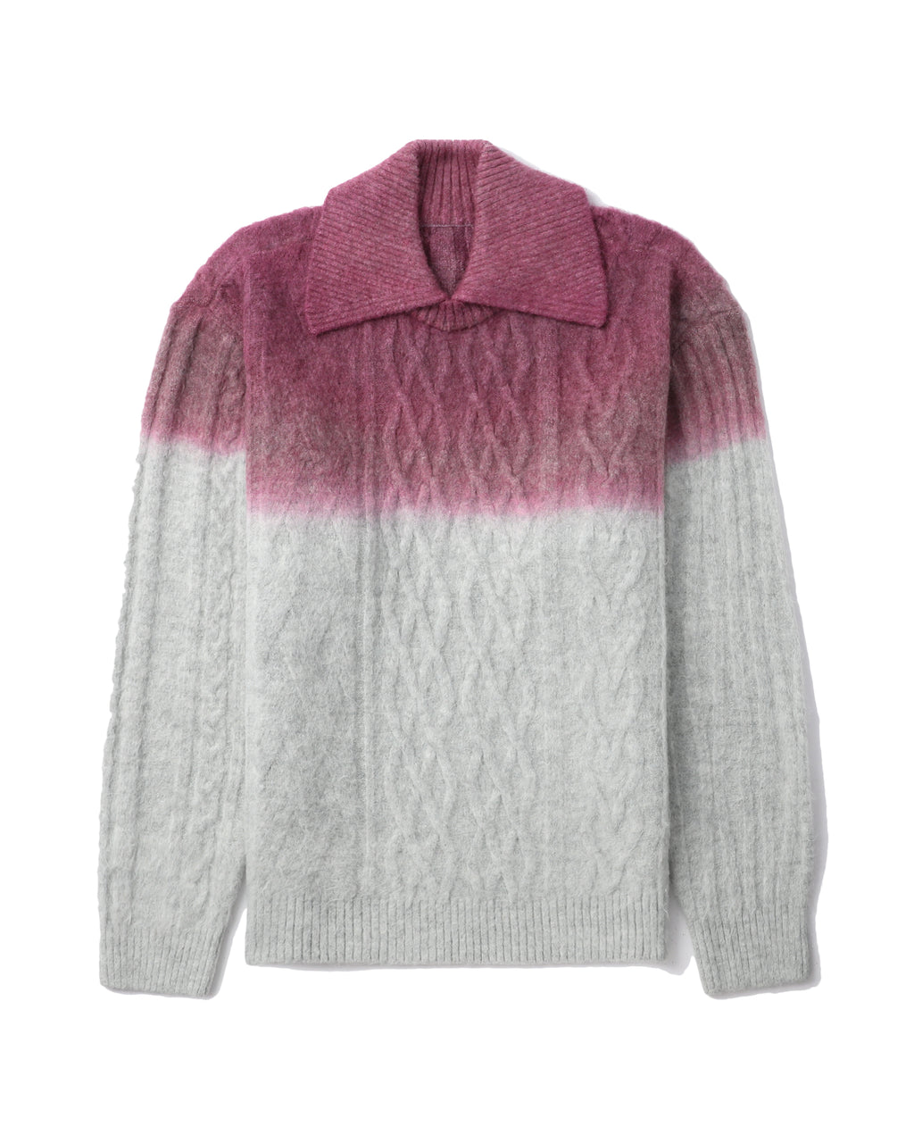 Collared gradient cable-knit sweater