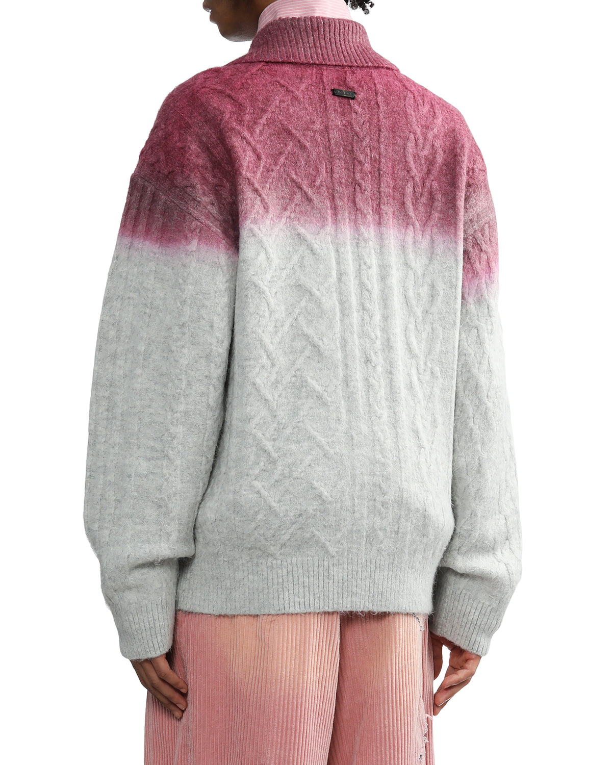 Collared gradient cable-knit sweater