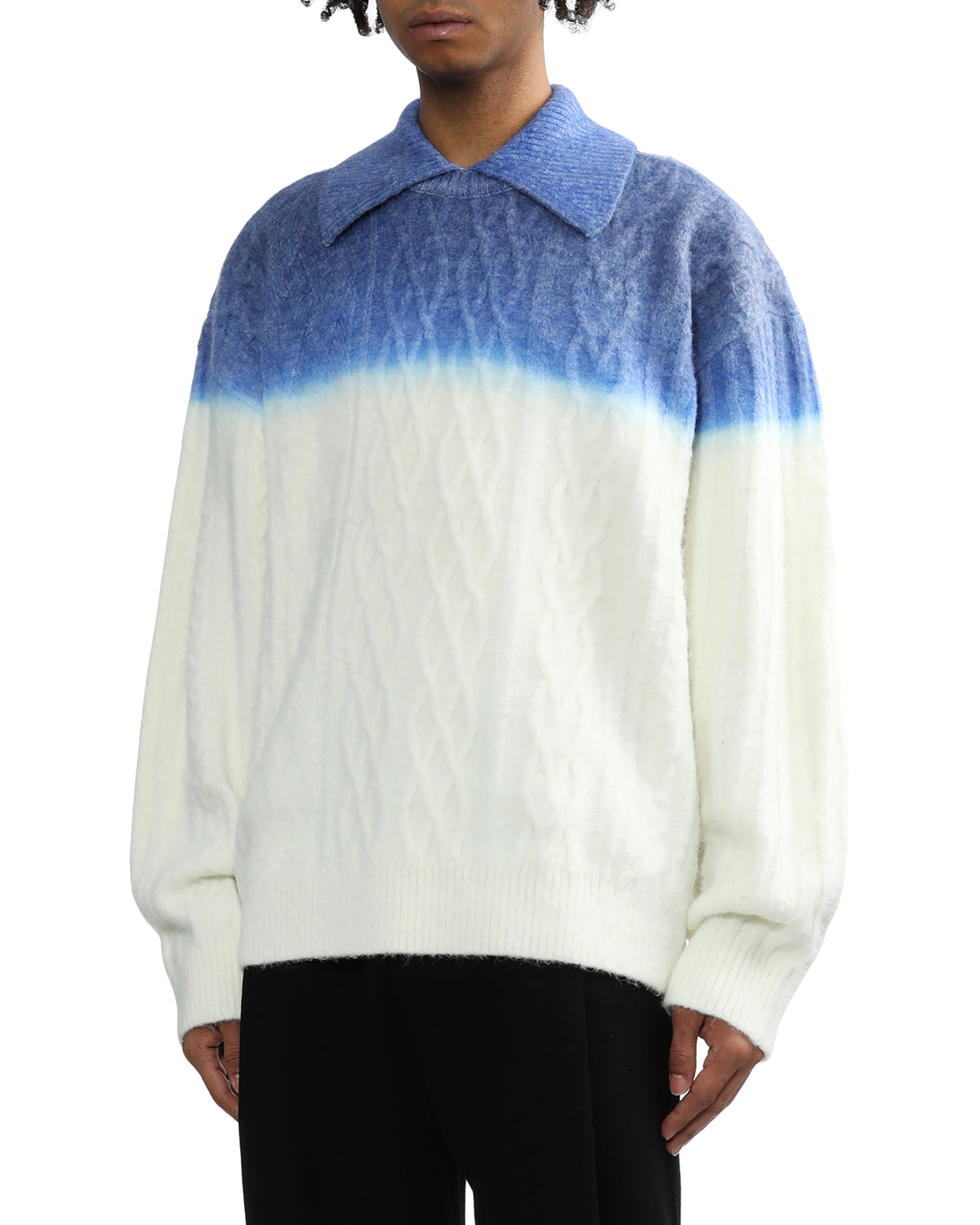 Collared gradient cable-knit sweater