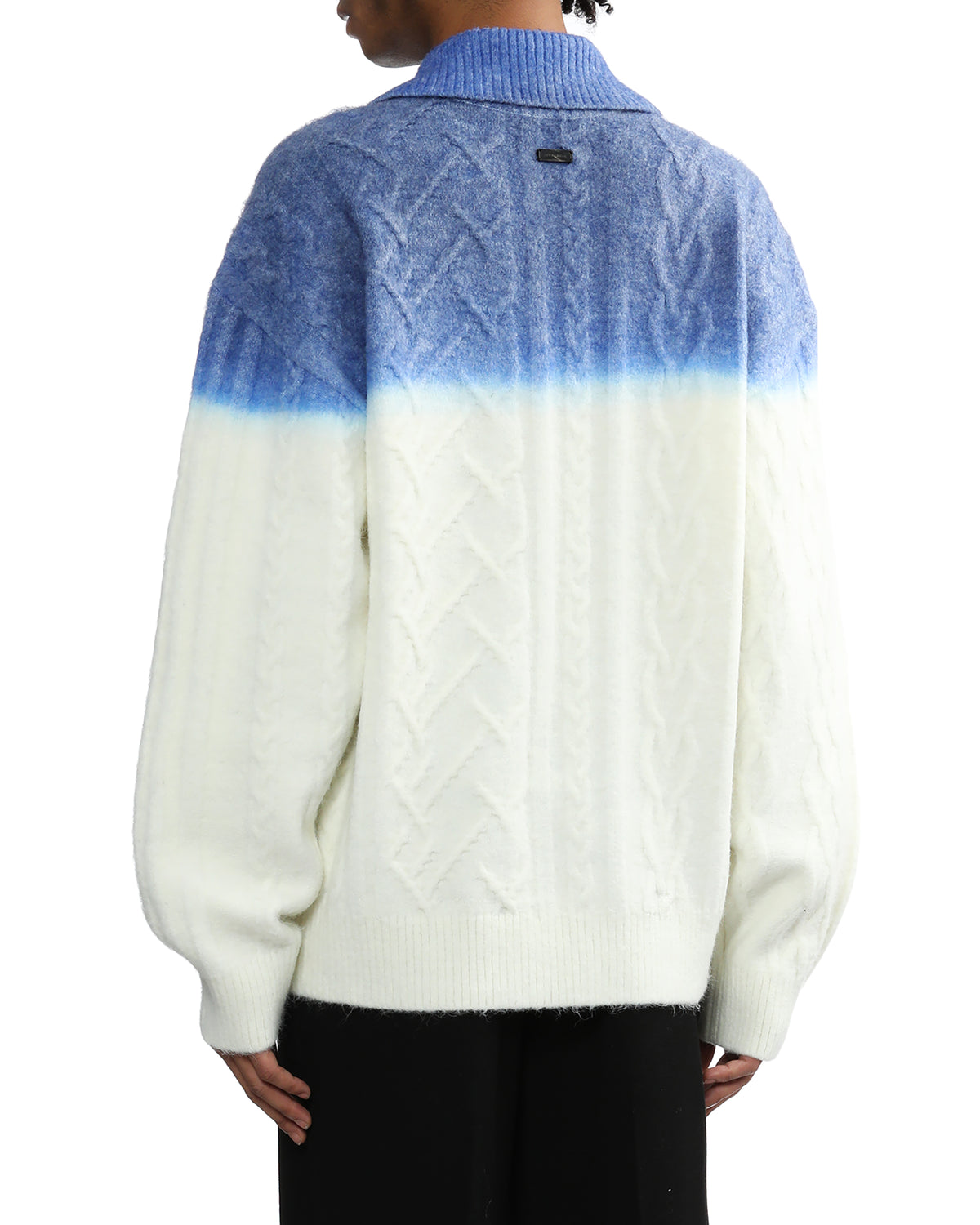 Collared gradient cable-knit sweater