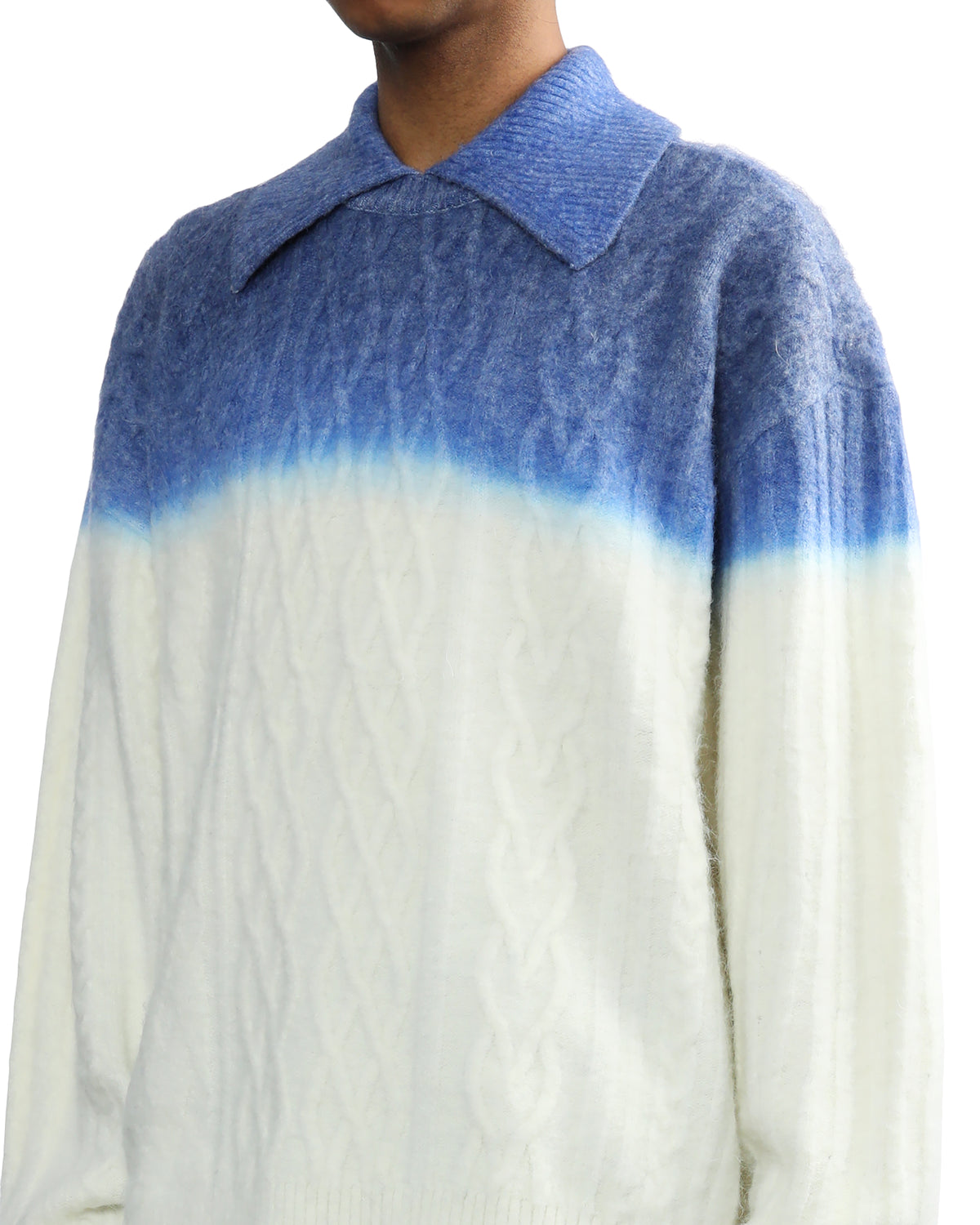 Collared gradient cable-knit sweater