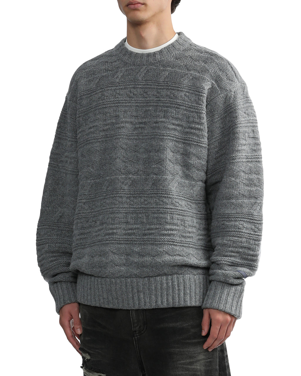 Jacquard nylon wool jumper